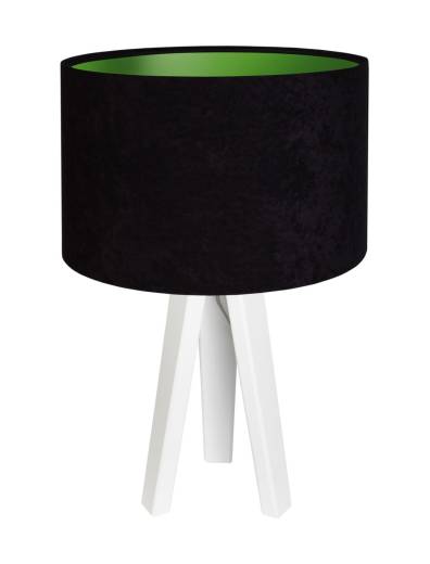 Schwarz grüne Tischlampe Holz 46cm Retro USAGI